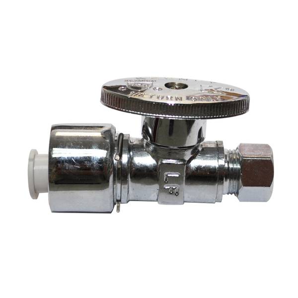 Photo of Quarter Turn Straight Valve - Quick Lock Push Fit - 1/2" x 3/8" OD - Lead Free