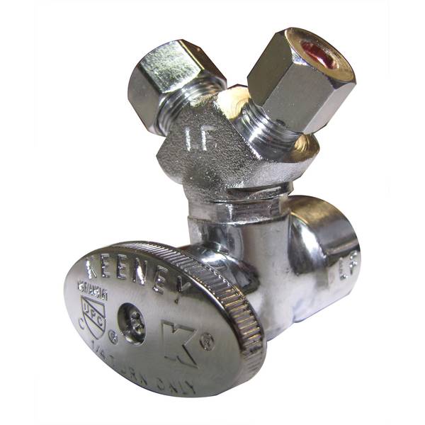 Photo of Quarter Turn 3-Way Valve - 1/2" FIP x 3/8" OD x 1/4" OD - Lead Free