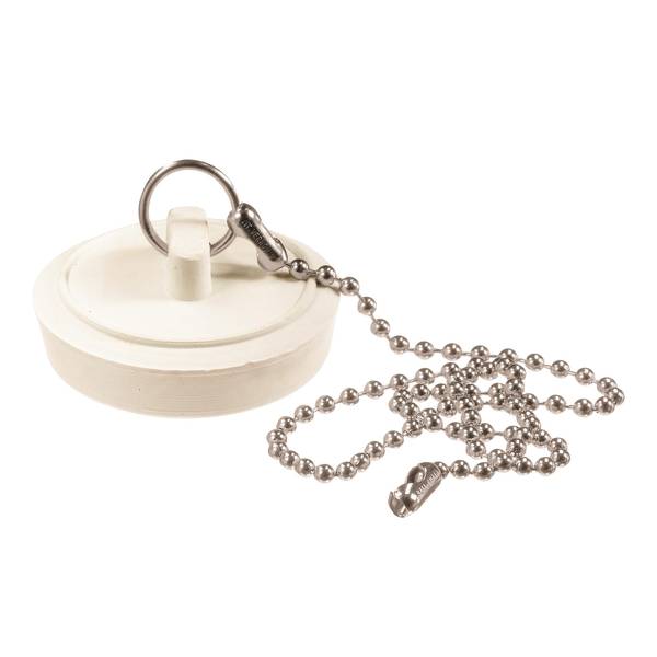 Photo of White Rubber Drain Stopper - 1-3/4" with Bead Chain