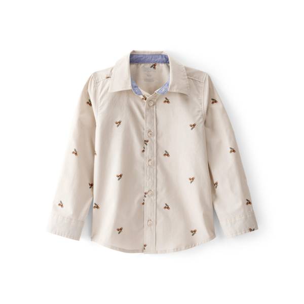 Photo of Toddler Boy's Poplin Acorn Print Button-Front Shirt