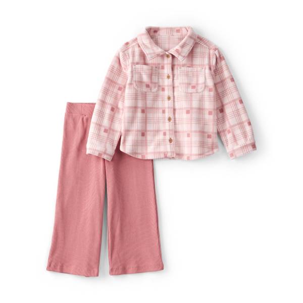 Photo of Toddler Girl's 2-Piece Plaid Top and Wide Leg Pants