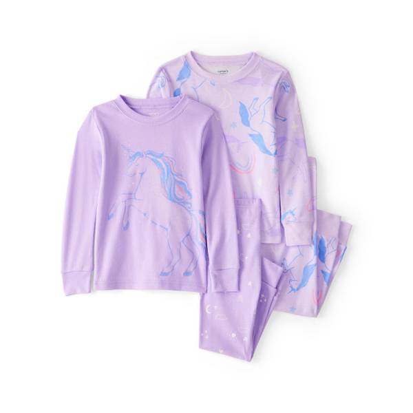 Photo of Infant Girl's Unicorn Snug Fit Cotton 4-Piece Pajamas