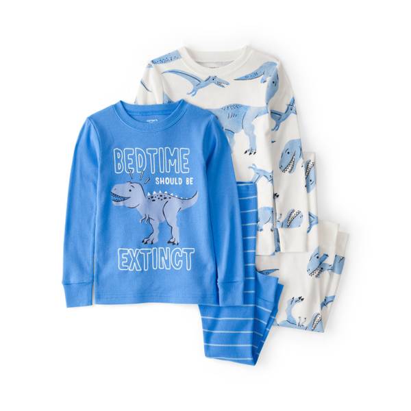 Photo of Infant Boy's Dinosaur Print 100% Cotton Long-Sleeve 4-Piece Pajamas