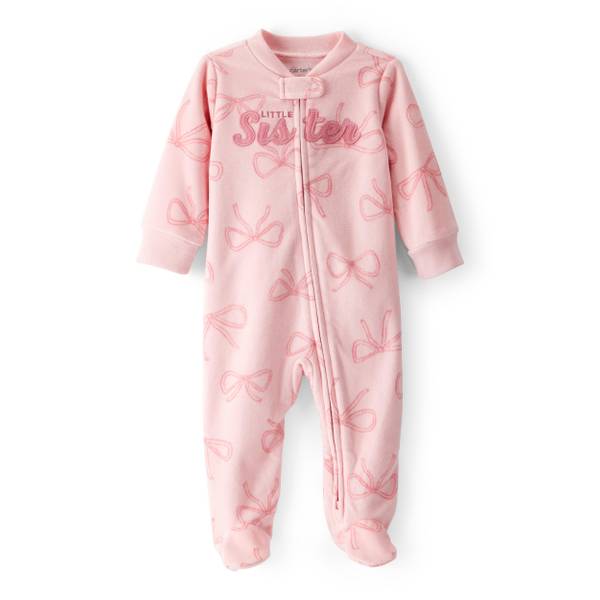 Photo of Infant Girl's Bow Print Loose Fit Long-Sleeve Sleep 'n Play