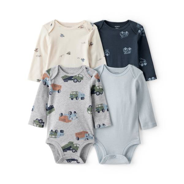 Photo of Infant Boy's 4-Pack Construction Print Long-Sleeve Multipack Bodysuits