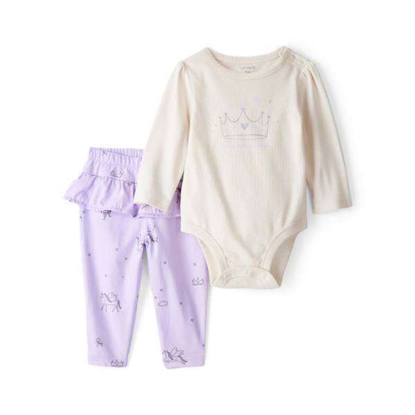 Photo of Infant Girl's Princess Cotton Long-Sleeve Bodysuit Set