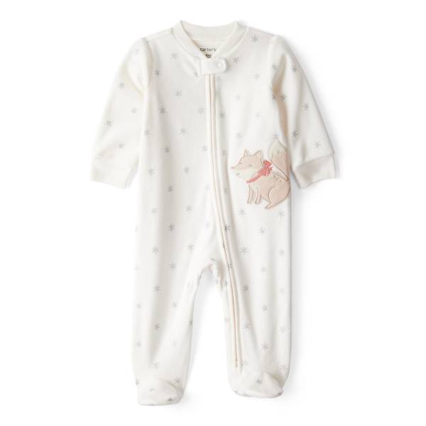 Photo of Infant Girl's Fox Sparkle Print Loose Fit Long-Sleeve Sleep 'n Play Pajamas