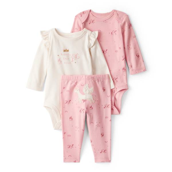 Photo of Infant Girl's 3-Piece Unicorn Star Print Cotton Long-Sleeve Bodysuit Set