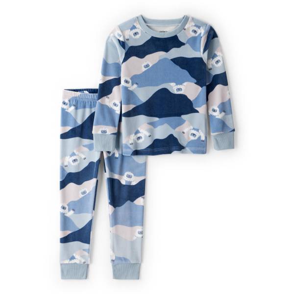 Photo of Toddler Boy's Yeti Print Velour Long-Sleeve Loose Fit 2-Piece Pajamas