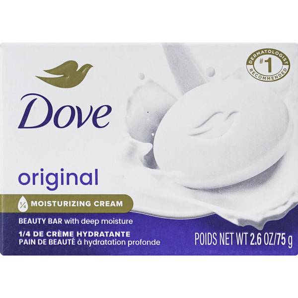 Dove White Moisturizing Beauty Bar Soap – 2-Pack, 7.5 Oz Each, Sulfate-Free