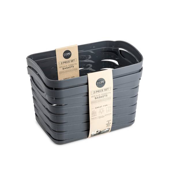 Photo of 2-Piece Medium Graphite Plastic Weave Baskets