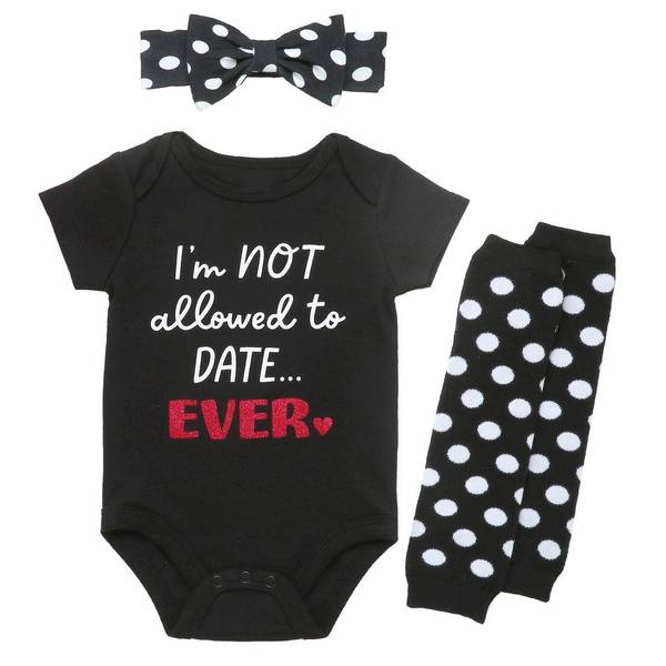 Photo of Infant Girl's 3-Piece 'I'm Not Allow to Date Ever' Bodysuit Set
