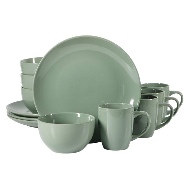 Photo of 12-Piece Sage Green Everyday Plus Stoneware Dinnerware Set