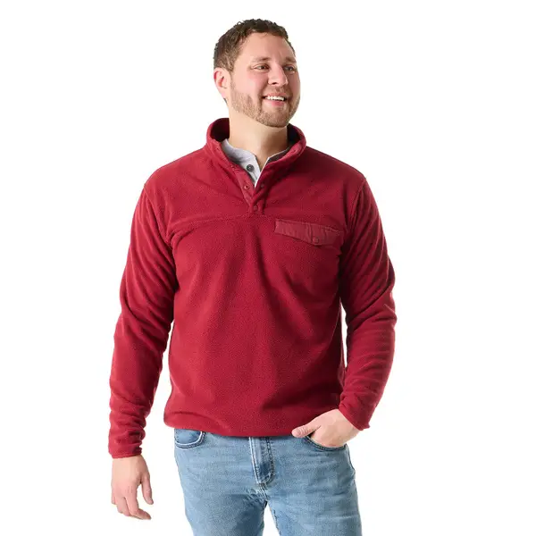 Work N' Sport Men's Polar Fleece Snap Mock Neck Pullover