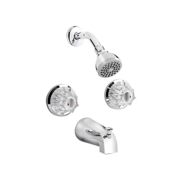 Photo of Polished Chrome Bathtub / Shower Head with Faucet and Knob Controls