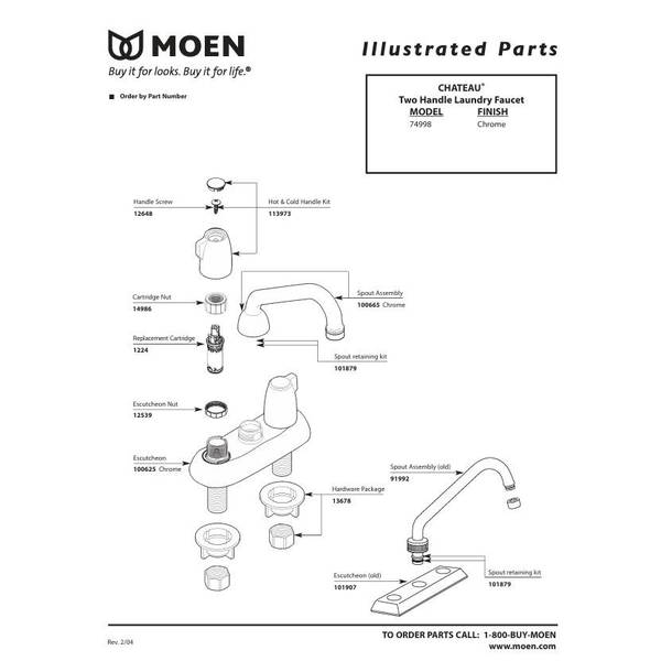 Moen Chateau Chrome Two-Handle Low Arc Laundry Faucet - 74998