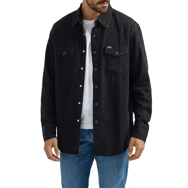 Wrangler Men's Classic Denim Western Snap Shirt - 112361702-M