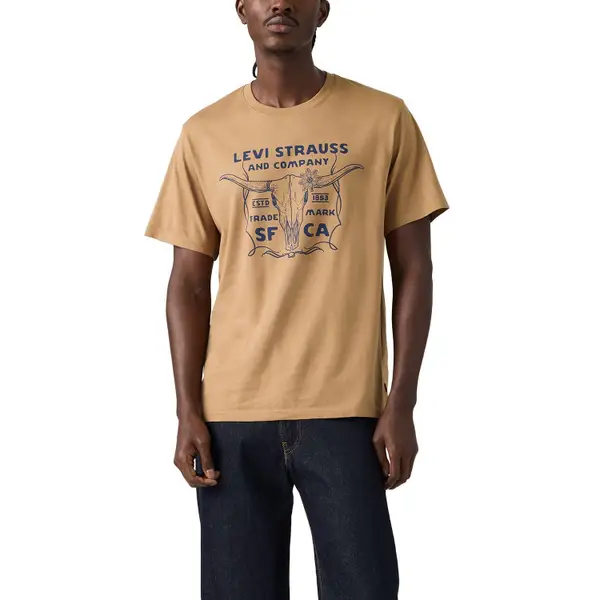 Levi's Men's Relaxed Fit Short-Sleeve Longhorn Tigers Eye Graphic