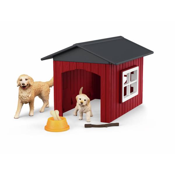 Schleich Dog Kennel with Golden Retrievers Playset
