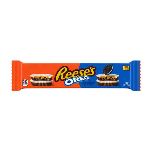 Photo of 2.8 oz OREO Milk Chocolate and White Creme King Size Peanut Butter Cups Candy Pack