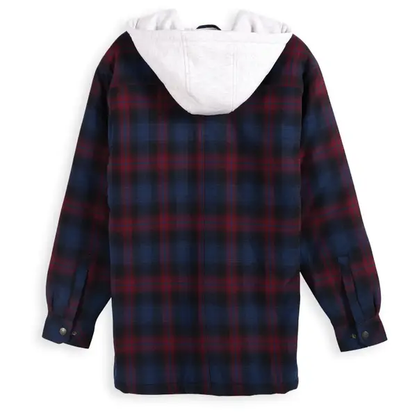 Work N' Sport Men's Hooded Berber Lined Snap Flannel Shirt Jacket