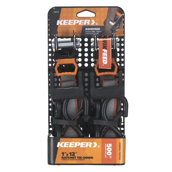 Photo of 2-Pack 1"x12' 500 lb KwikFeed Ratchet Tie Down