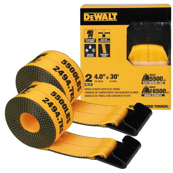 DEWALT 2-Pack 4" X 30' X 16,500lb Winch Straps