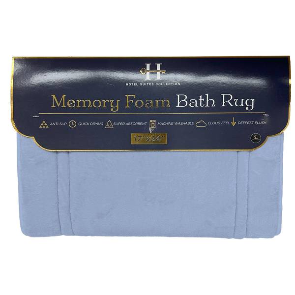 Photo of 17" x 24" Blue Memory Foam Bath Rug