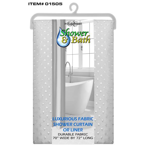 Photo of 70" x 72" White Deluxe Fabric Shower Curtain