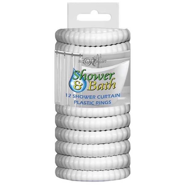 Photo of 12-Count White Plastic Shower Curtain Rings