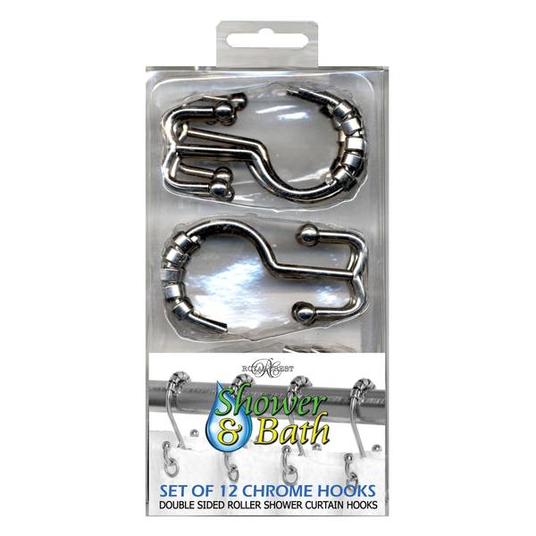 Photo of 12-Count Chrome Double Sided Shower Curtain Hooks