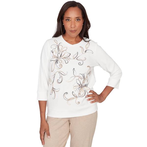 Photo of Women's Soutache Floral Embroidery Knit Top