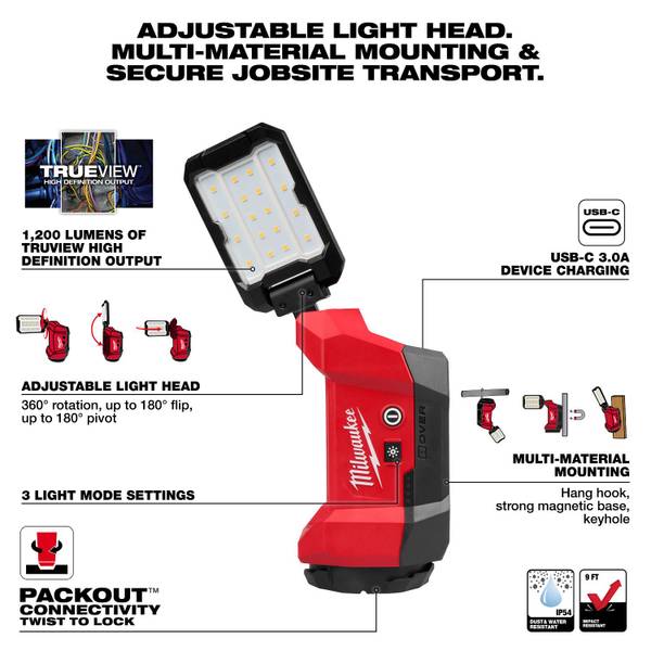 Milwaukee M12 ROVER Multi-Directional Flood Light with PACKOUT