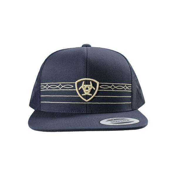 Photo of Men's Snap Back Boot Stitch Logo Ribbon Hat