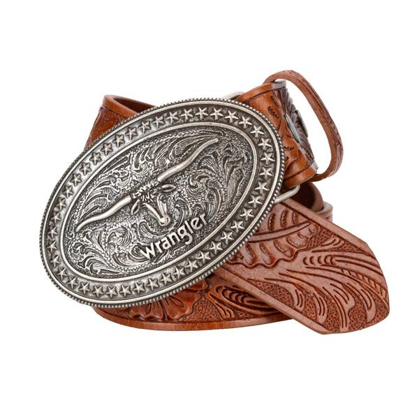 Wrangler Longhorn Plaque Buckle Belt - LB92238WRQA-34 | Blain's