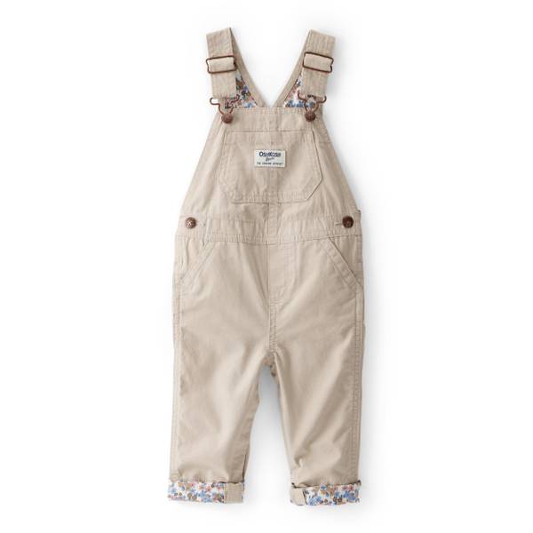 Photo of Infant Girls Lightweight Floral-Lined Canvas Overalls
