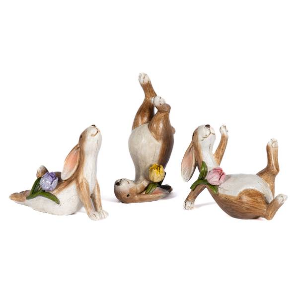 Photo of 4.13" Resin Easter Bunny with Flowers Assortment