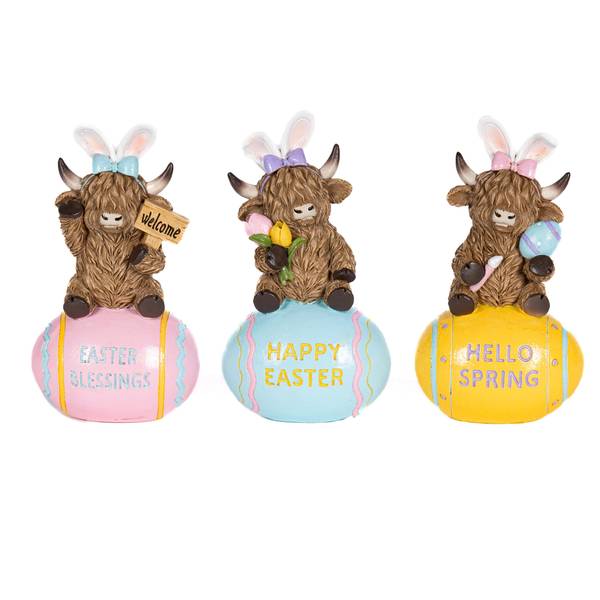 Photo of 5.9" Easter Highland Cows on Eggs