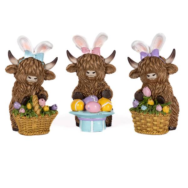 Photo of 4.3" Easter Highland Cows with Bunny Ears Assortment