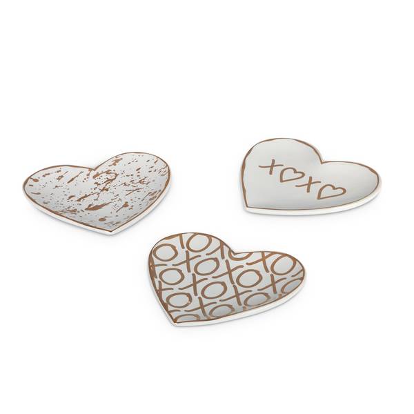 Photo of 4" Stoneware Heart Trinket Dishes Assortment