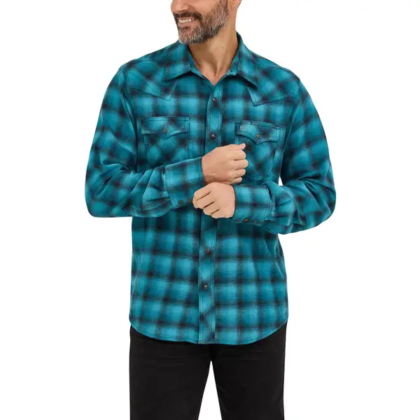 【jam】plllllleeeasse long sleeve Wrangler Men's Retro Long Sleeve Snap Shirt - 112370176-M