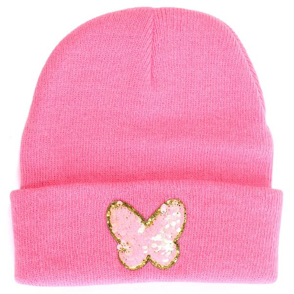 Photo of Girls Butterfly Cuff Beanie Pink