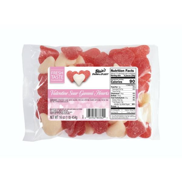 Photo of Valentine Sour Gummi Hearts, 16 oz Bag