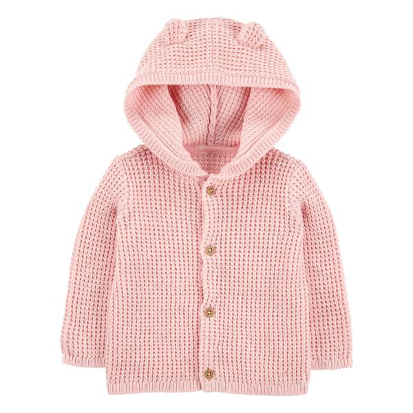 Photo of Infant Girls Hooded Waffle Knit Cardigan