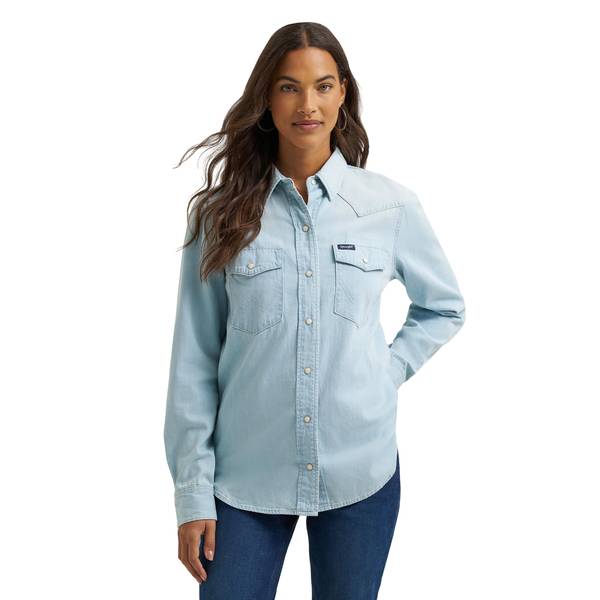 Photo of Women's Vintage Fit Denim Western Snap Shirt