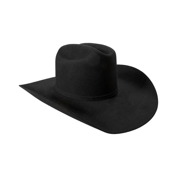 Chapeau Cowboy Ariat Noir 2X Laine, Bandeau Cuir – Taille 7 1/8