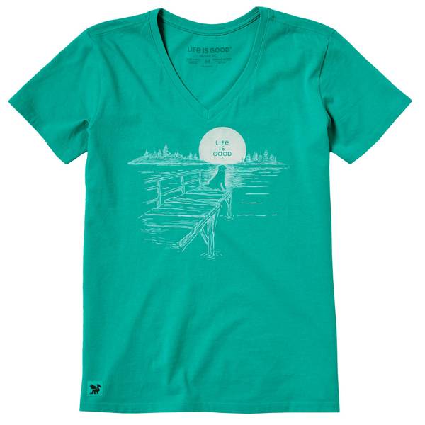Photo of Women's Dock Dog Landscape Sunset Short Sleeve Crusher-Lite Tee