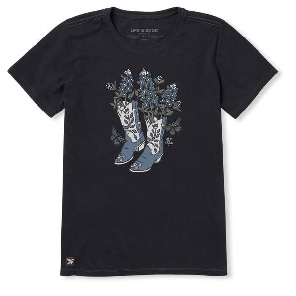 Photo of Women's Flower Boots with Flowers Short Sleeve Crusher Tee