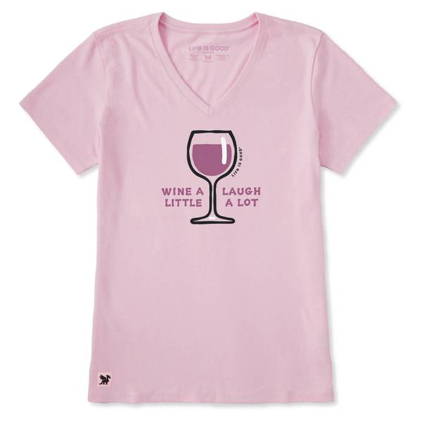 Photo of Women's Wine a Laught Little a Lot Short Sleeve Crusher-Lite Vee