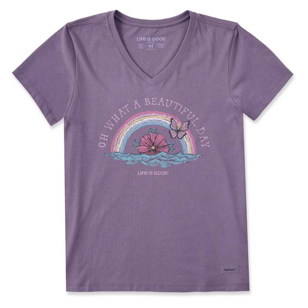Photo of Women's Oh What a Beautiful Day Rainbow Short Sleeve Crusher Vee
